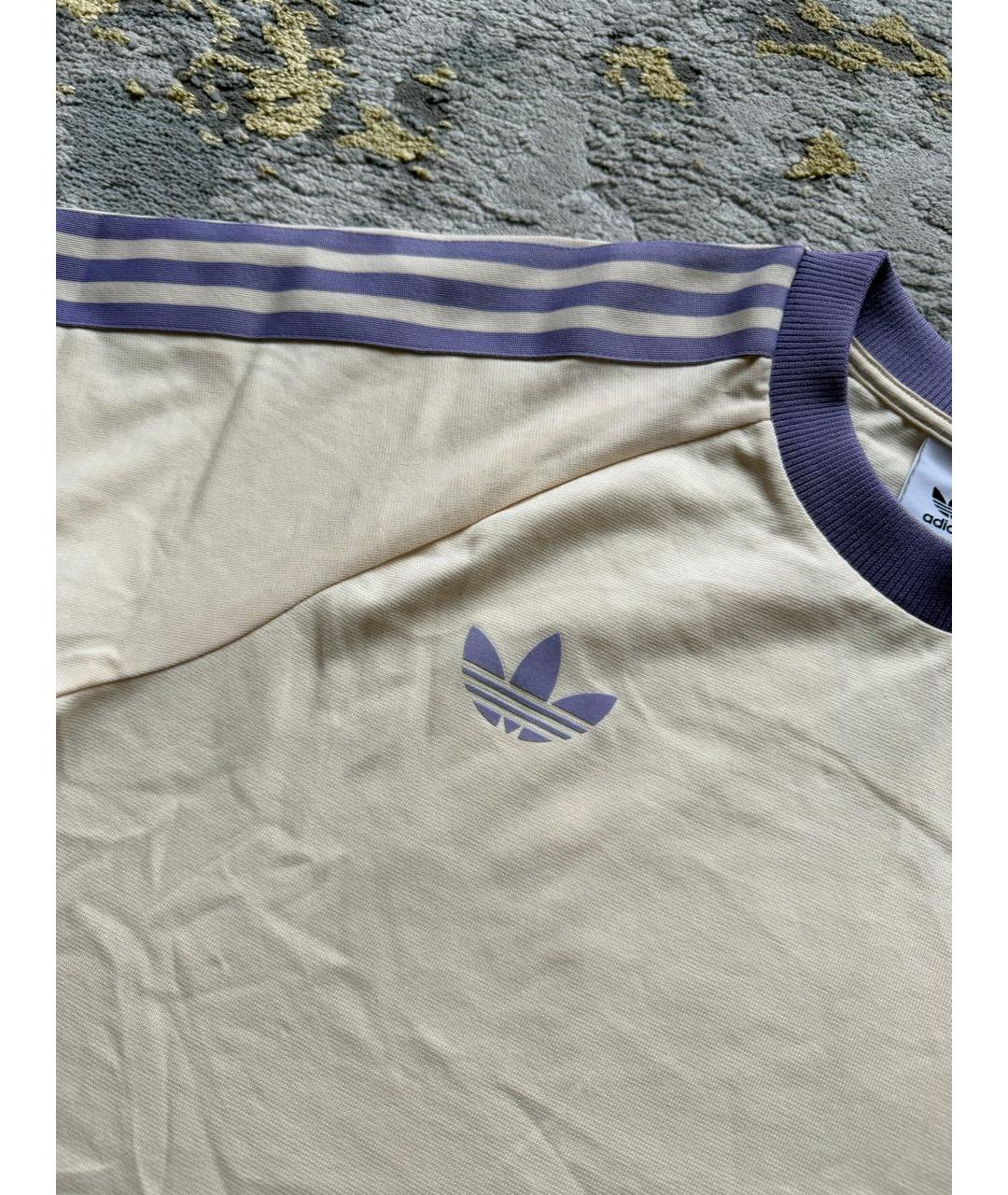 ADIDAS Бежевая хлопковая футболка, фото 5