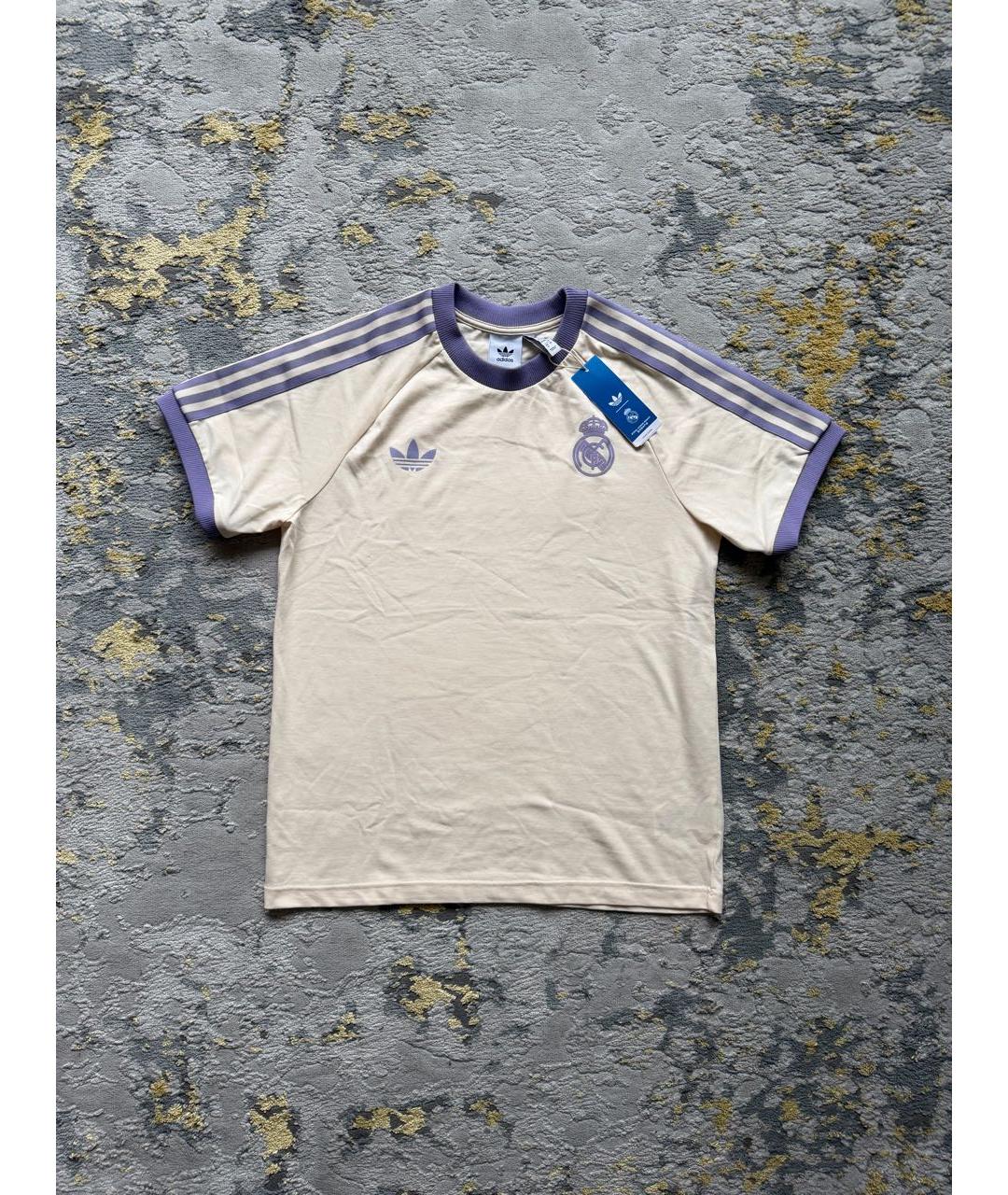 ADIDAS Бежевая хлопковая футболка, фото 4
