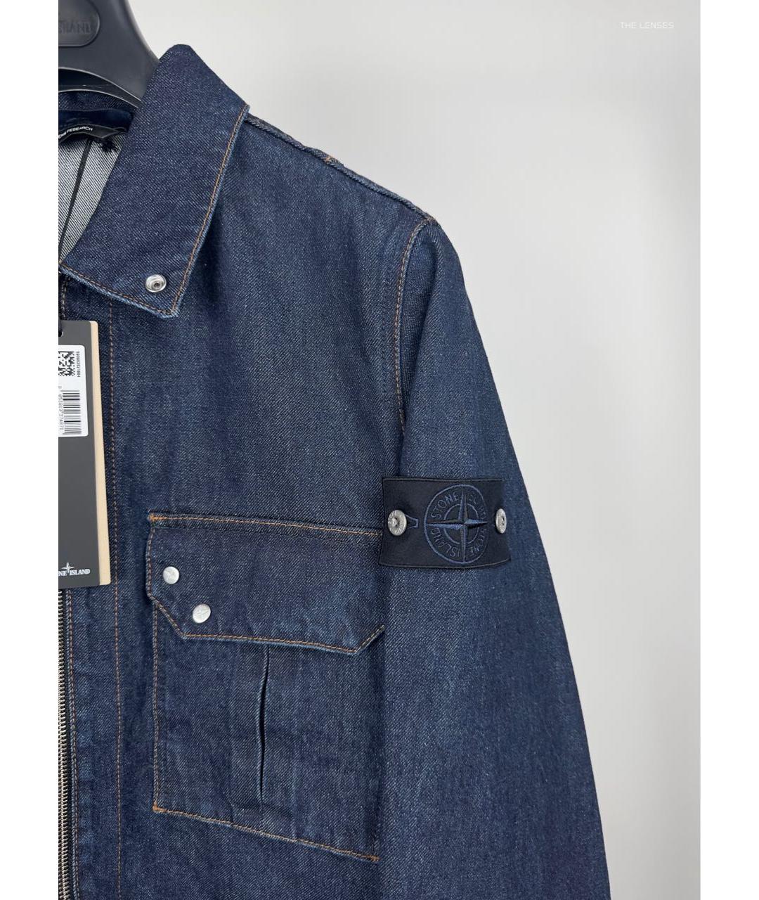 STONE ISLAND Темно-синяя хлопковая куртка, фото 4