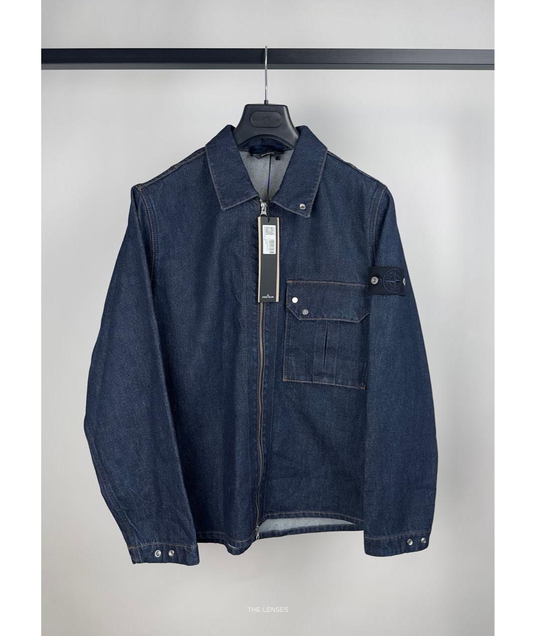 STONE ISLAND Темно-синяя хлопковая куртка, фото 2