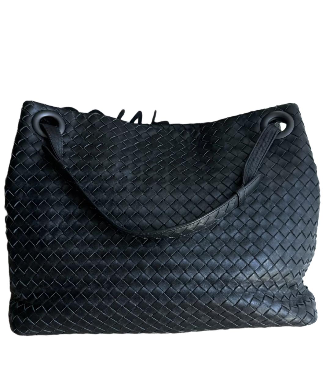 BOTTEGA VENETA Черная кожаная сумка тоут, фото 3
