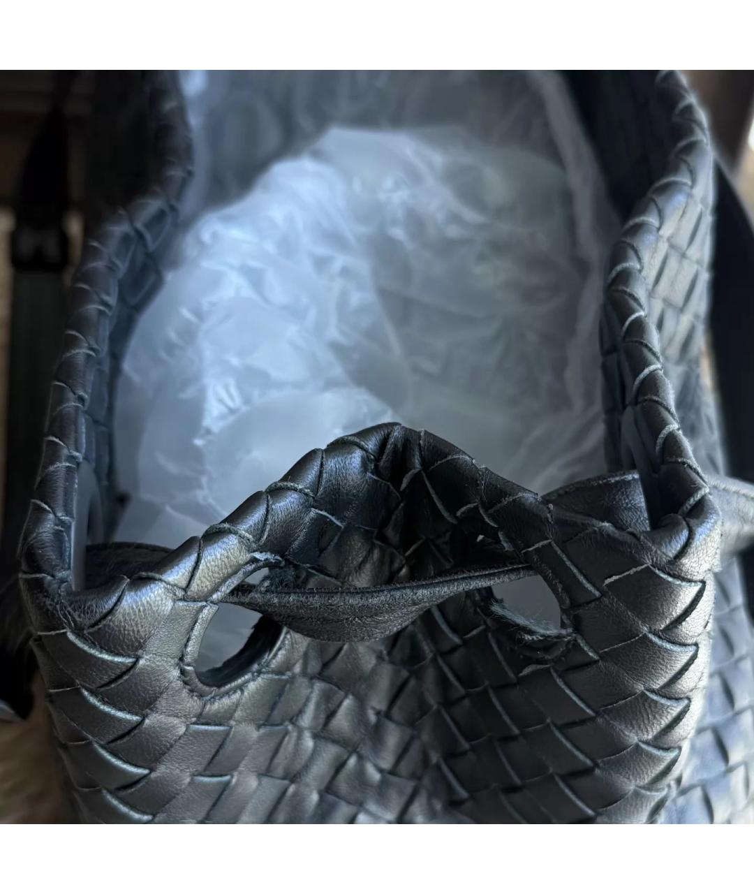 BOTTEGA VENETA Черная кожаная сумка тоут, фото 7