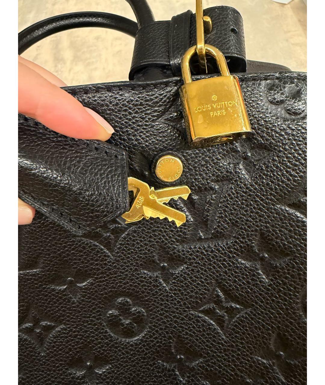LOUIS VUITTON Черная кожаная сумка с короткими ручками, фото 7