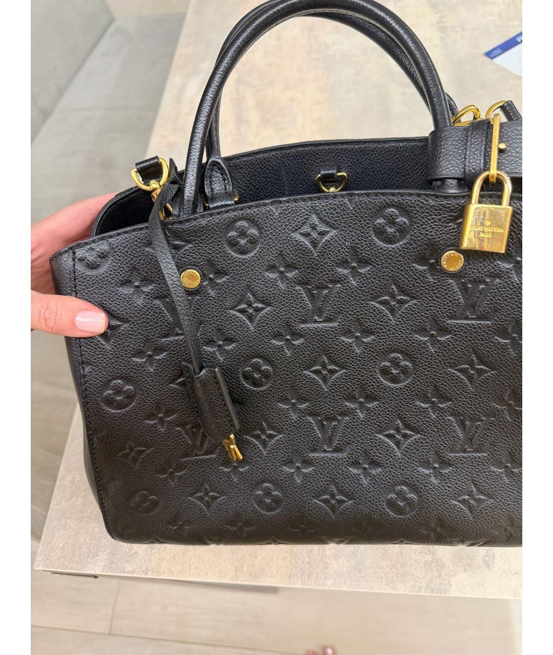 LOUIS VUITTON Черная кожаная сумка с короткими ручками, фото 4