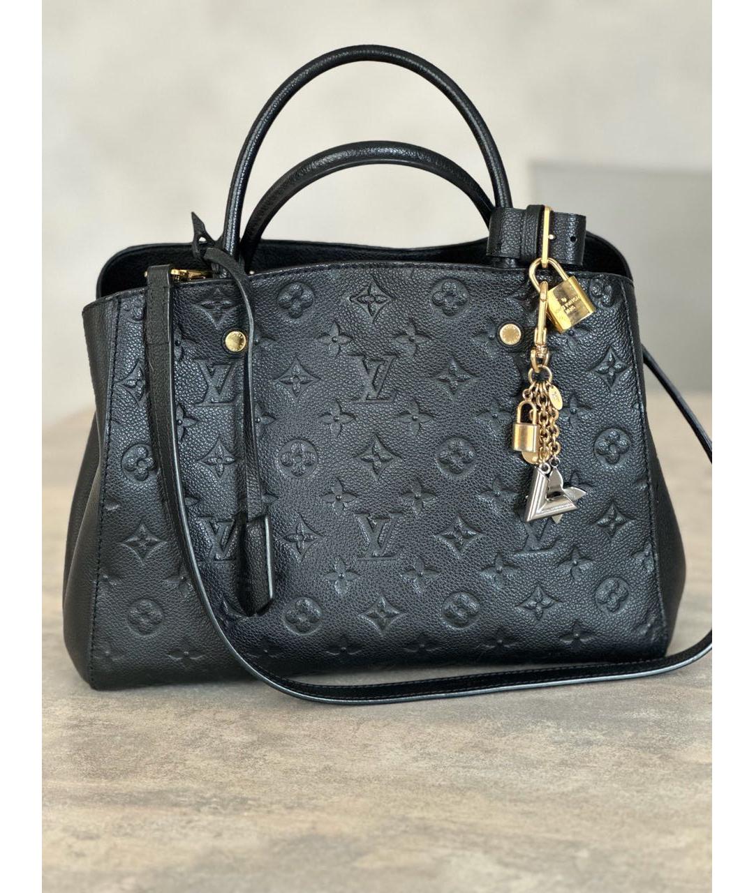 LOUIS VUITTON Черная кожаная сумка с короткими ручками, фото 9