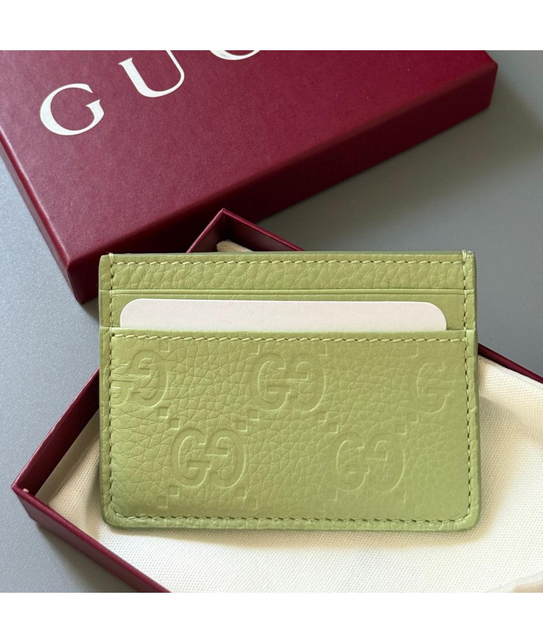 GUCCI Салатовый кожаный кардхолдер, фото 7