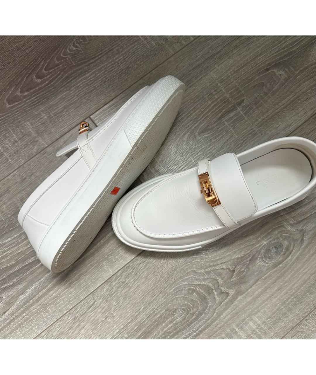 HERMES Белые кожаные лоферы, фото 6