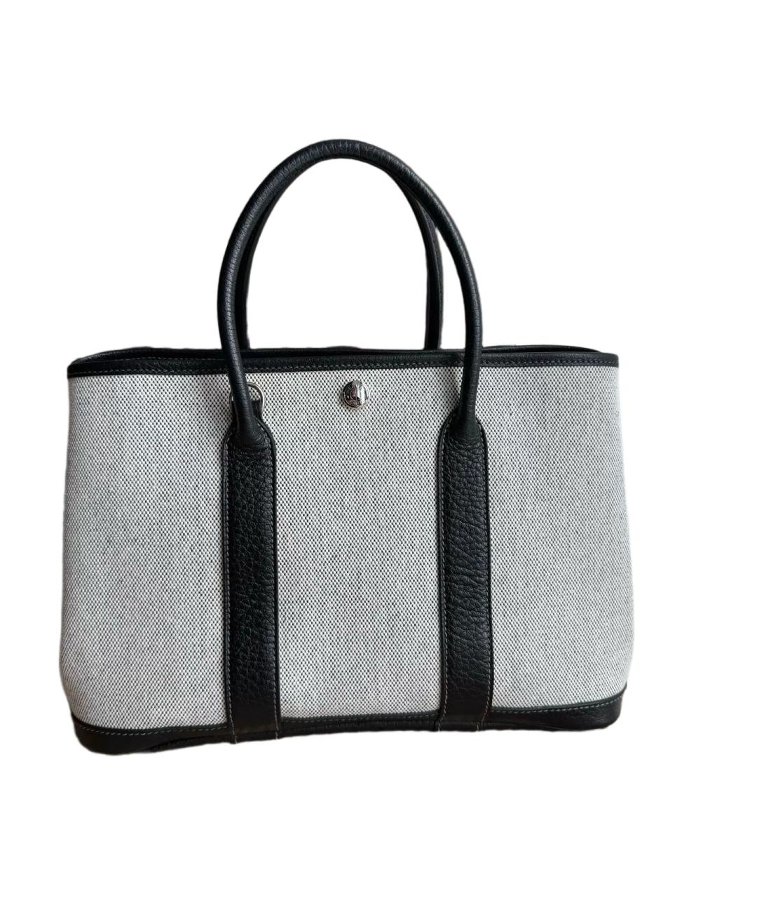 HERMES Серая тканевая сумка тоут, фото 3