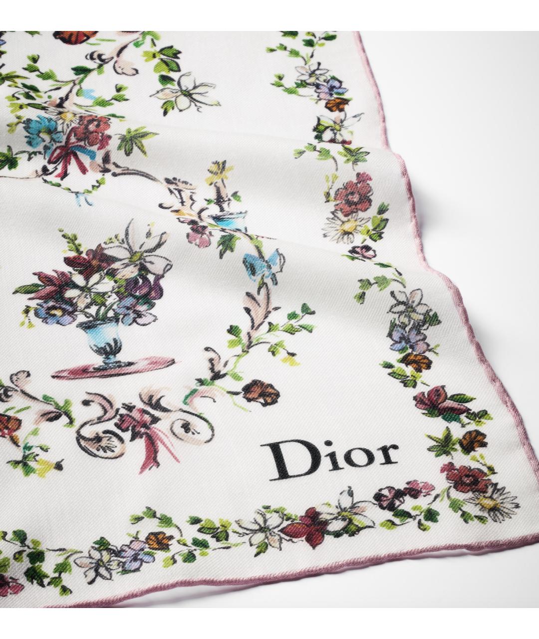 CHRISTIAN DIOR Белый шелковый платок, фото 2