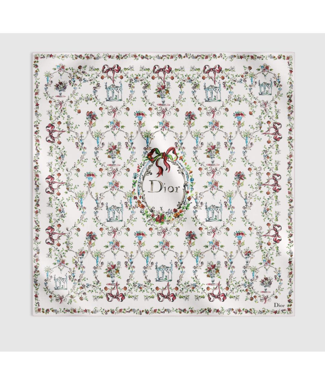 CHRISTIAN DIOR Белый шелковый платок, фото 4