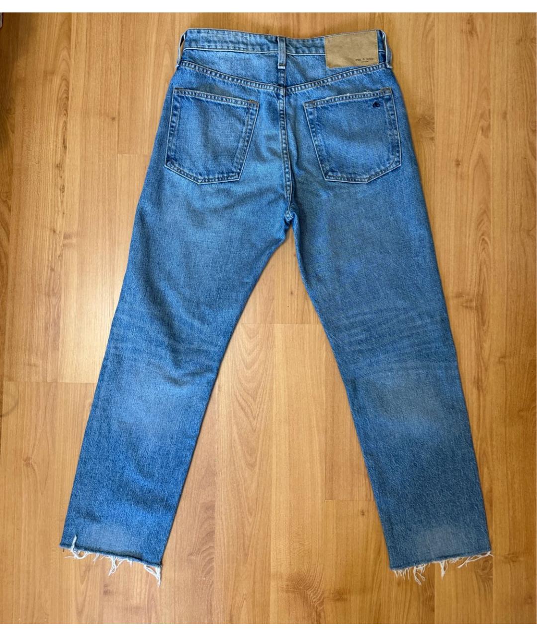RAG & BONE Голубые хлопковые прямые джинсы, фото 2