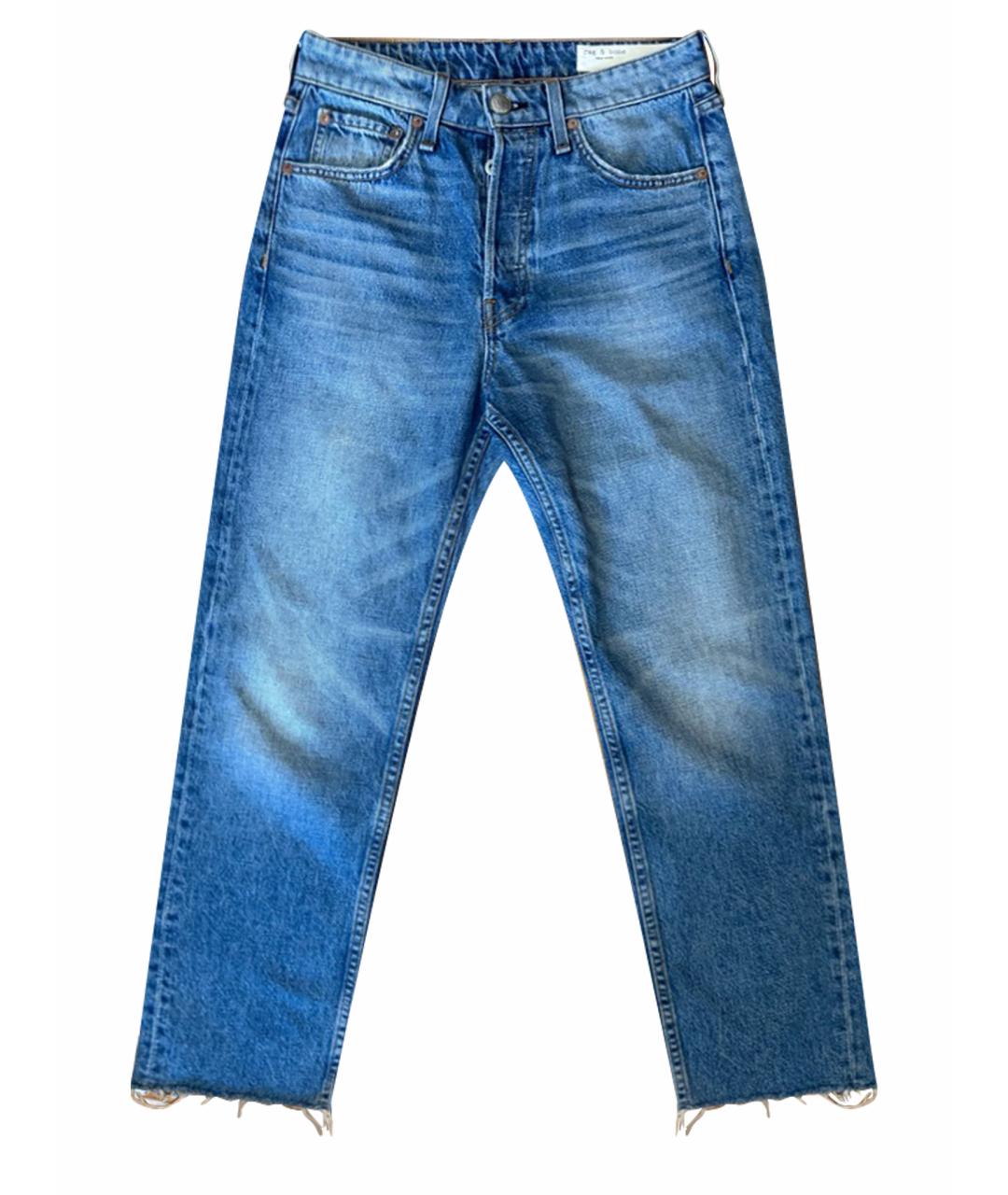 RAG & BONE Голубые хлопковые прямые джинсы, фото 1