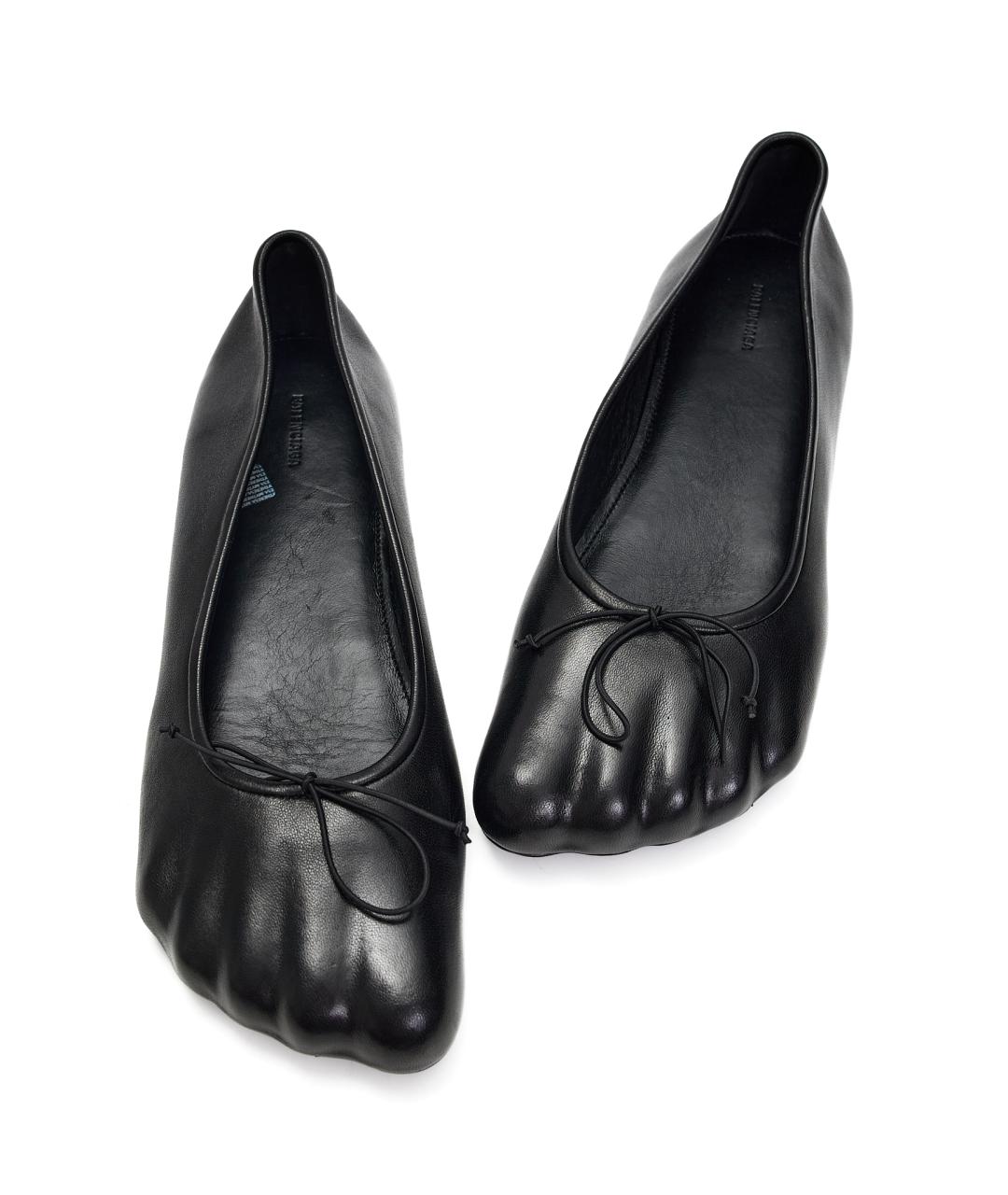 BALENCIAGA Черные кожаные балетки, фото 4