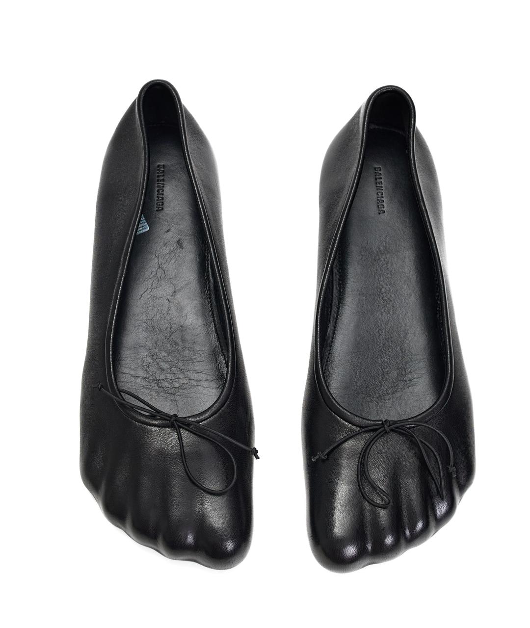BALENCIAGA Черные кожаные балетки, фото 5