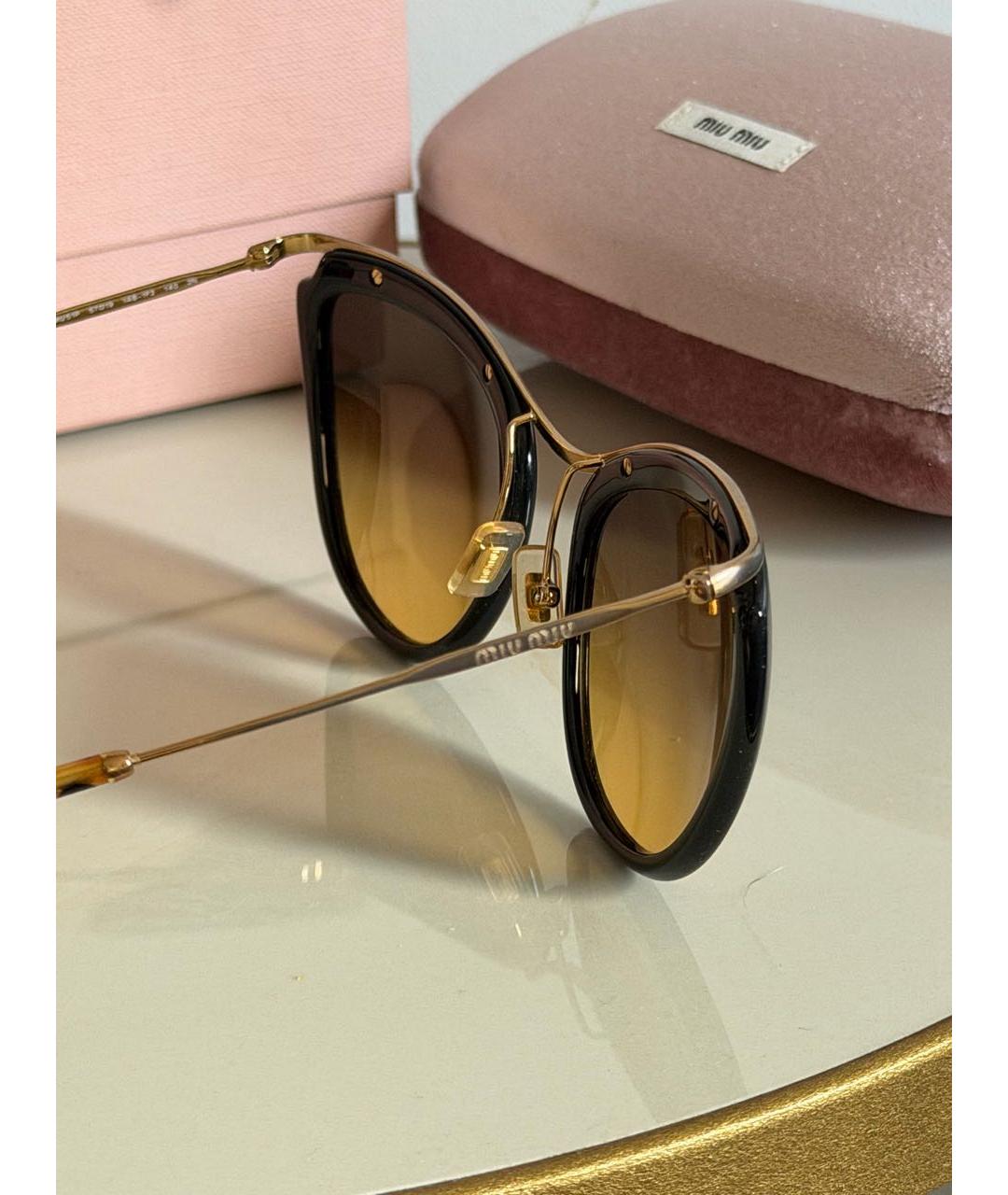 MIU MIU Золотые солнцезащитные очки, фото 4