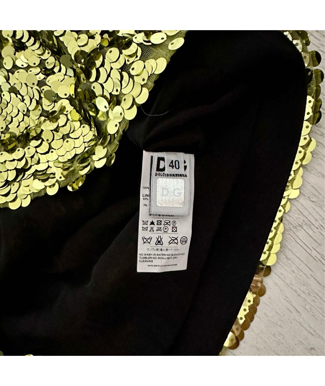 DOLCE&GABBANA Золотая шелковая юбка мини, фото 3