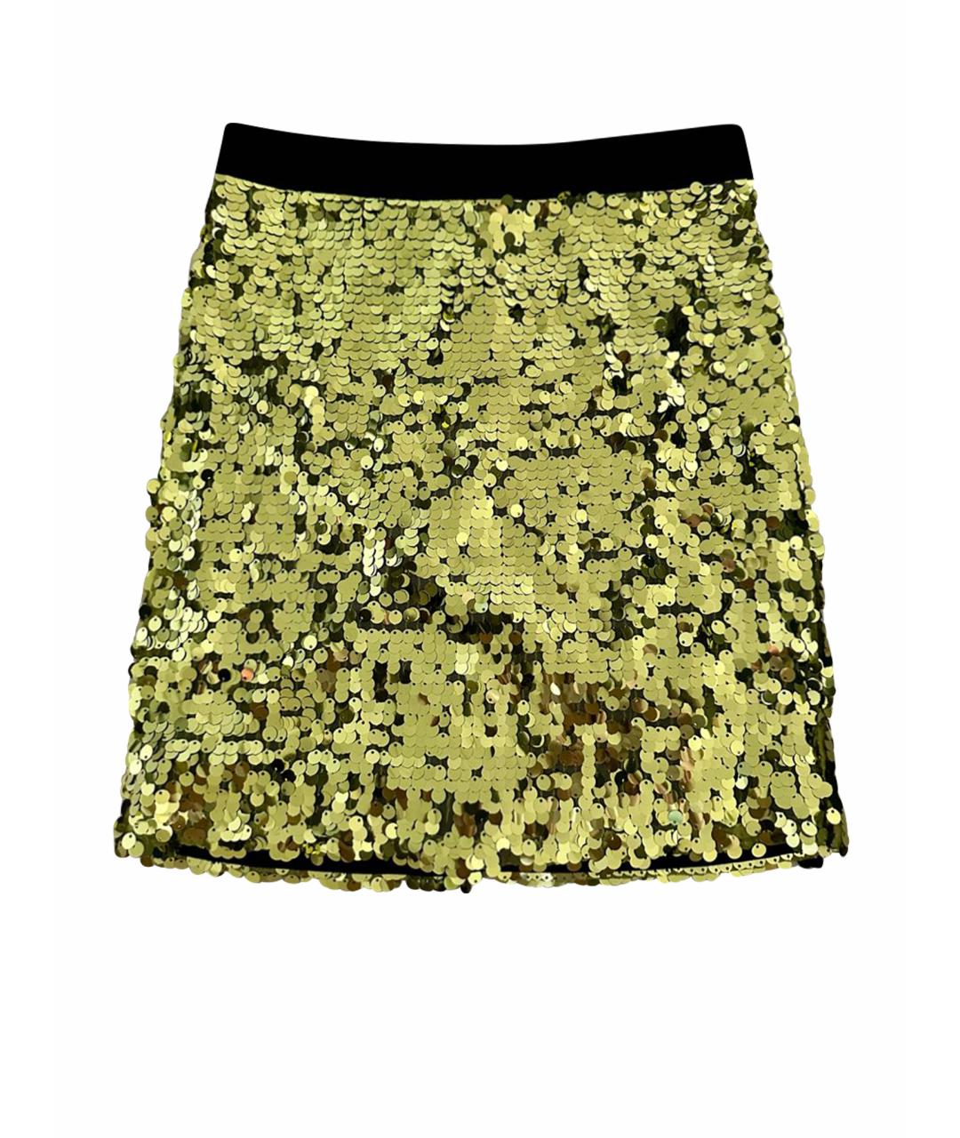 DOLCE&GABBANA Золотая шелковая юбка мини, фото 1