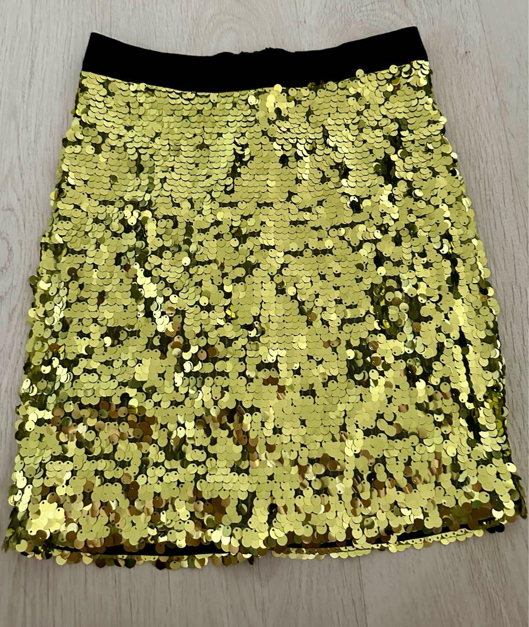 DOLCE&GABBANA Золотая шелковая юбка мини, фото 4