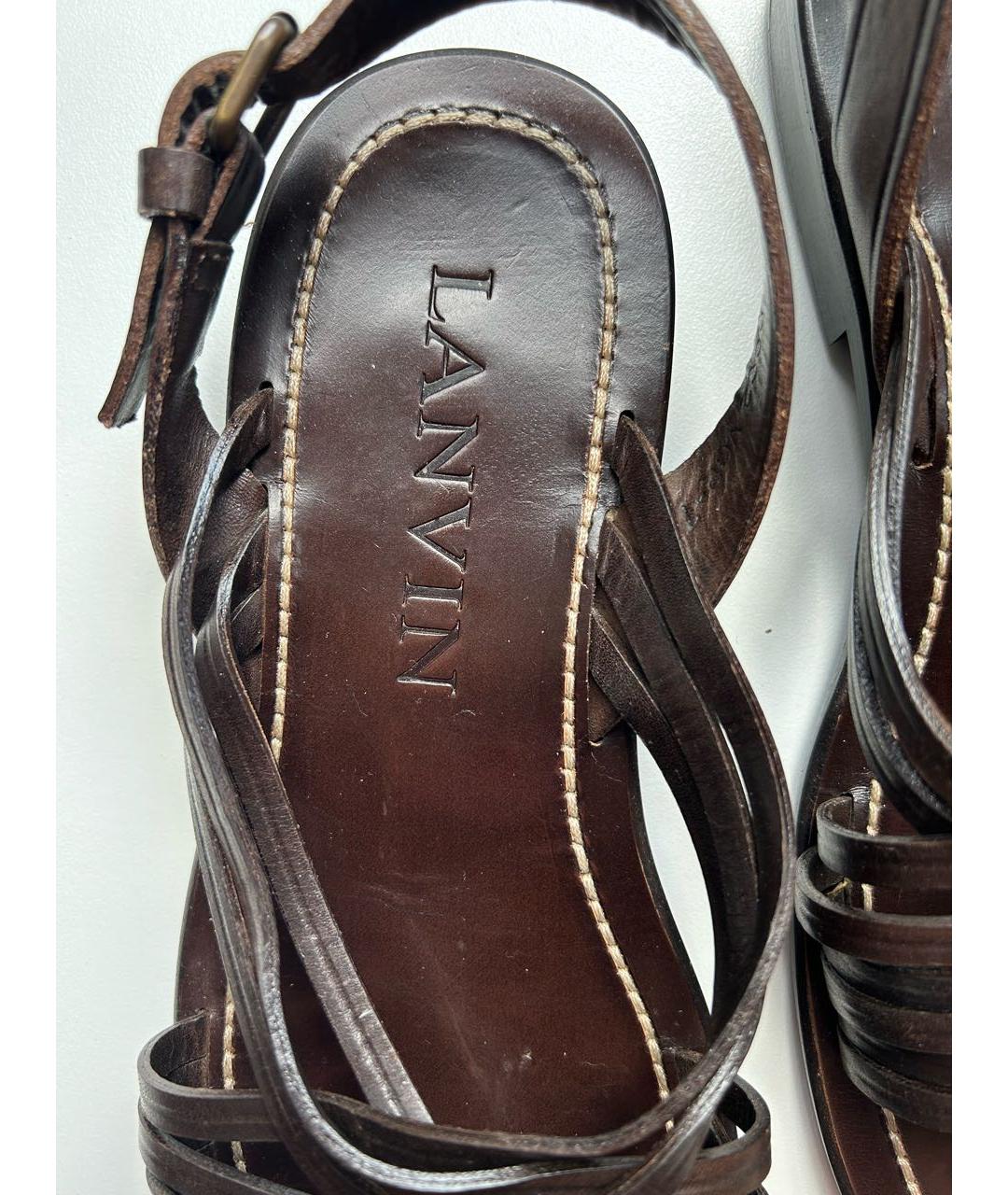 LANVIN Коричневые кожаные сандалии, фото 6