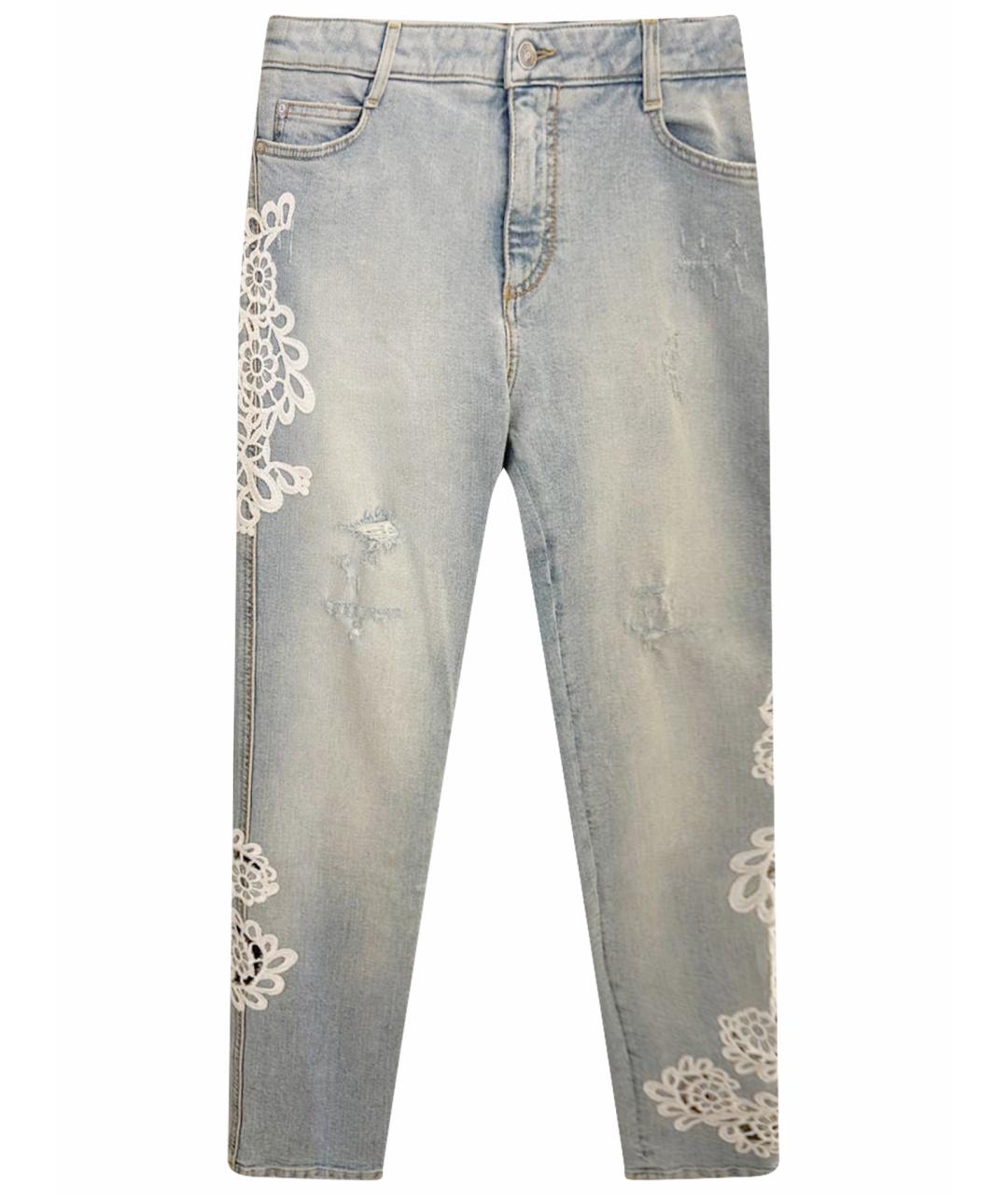 ERMANNO SCERVINO Голубые хлопко-эластановые джинсы слим, фото 1