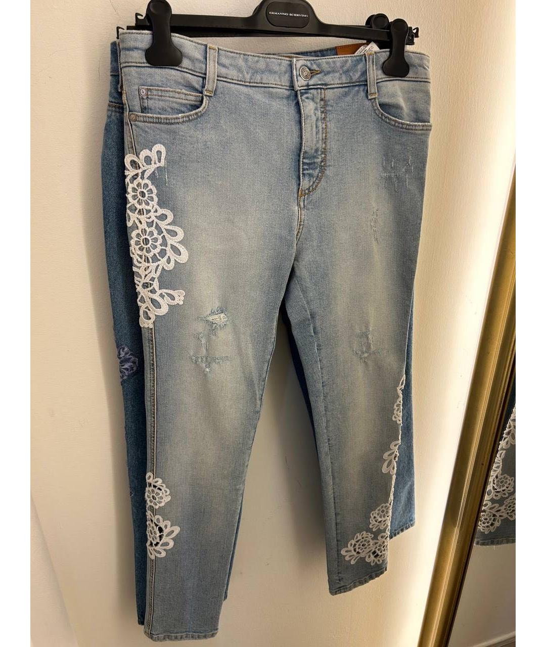 ERMANNO SCERVINO Голубые хлопко-эластановые джинсы слим, фото 5