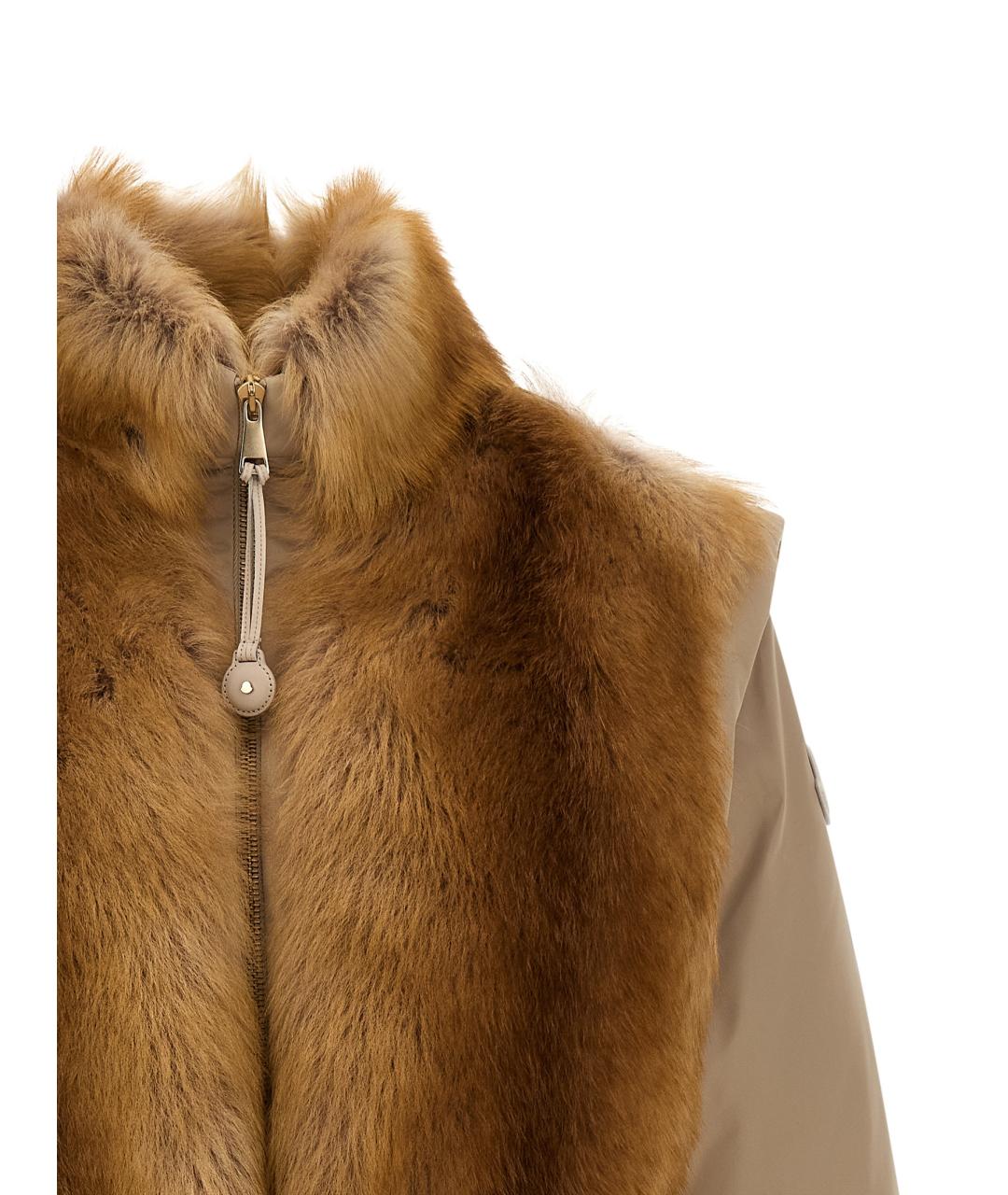 MONCLER Бежевая полиэстеровая куртка, фото 4