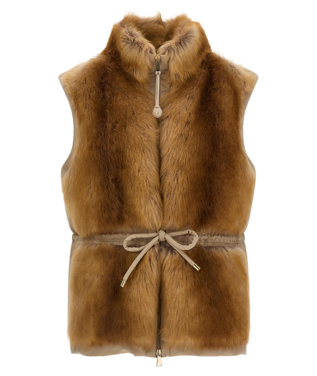 MONCLER Бежевая полиэстеровая куртка, фото 2