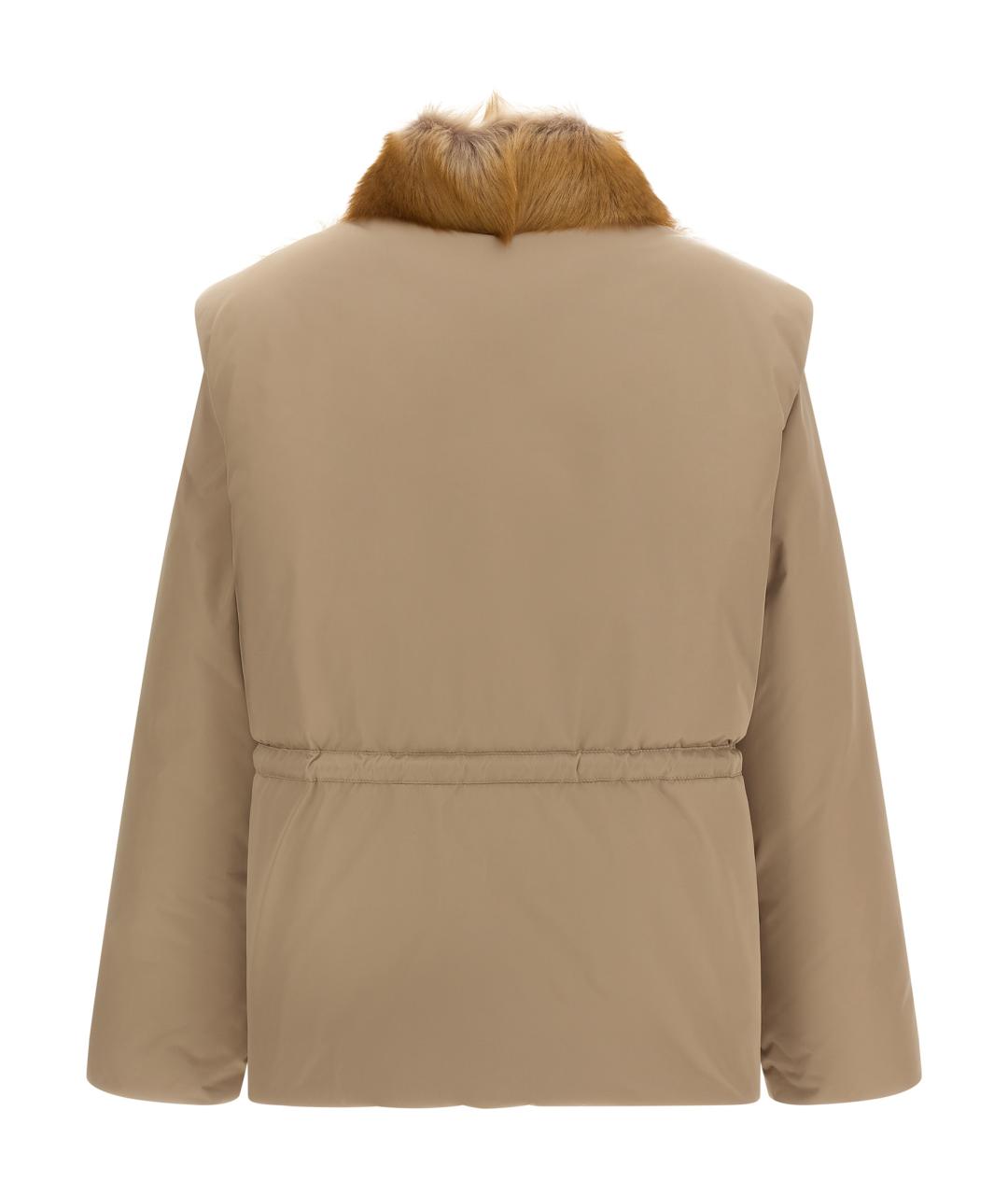 MONCLER Бежевая полиэстеровая куртка, фото 3