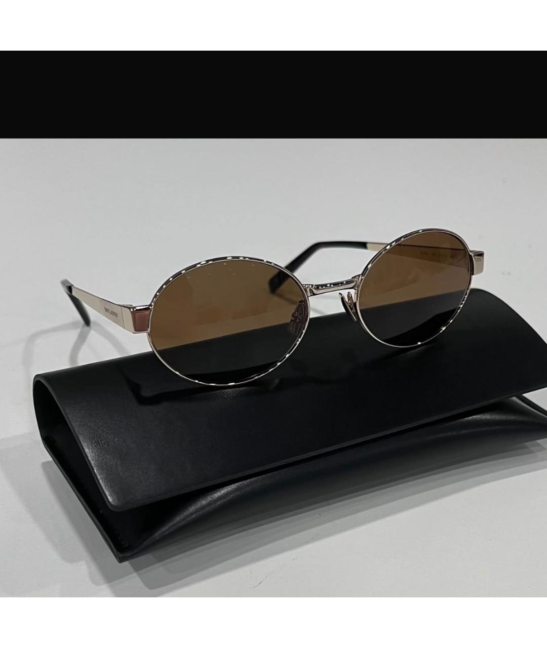 SAINT LAURENT Золотые металлические солнцезащитные очки, фото 2