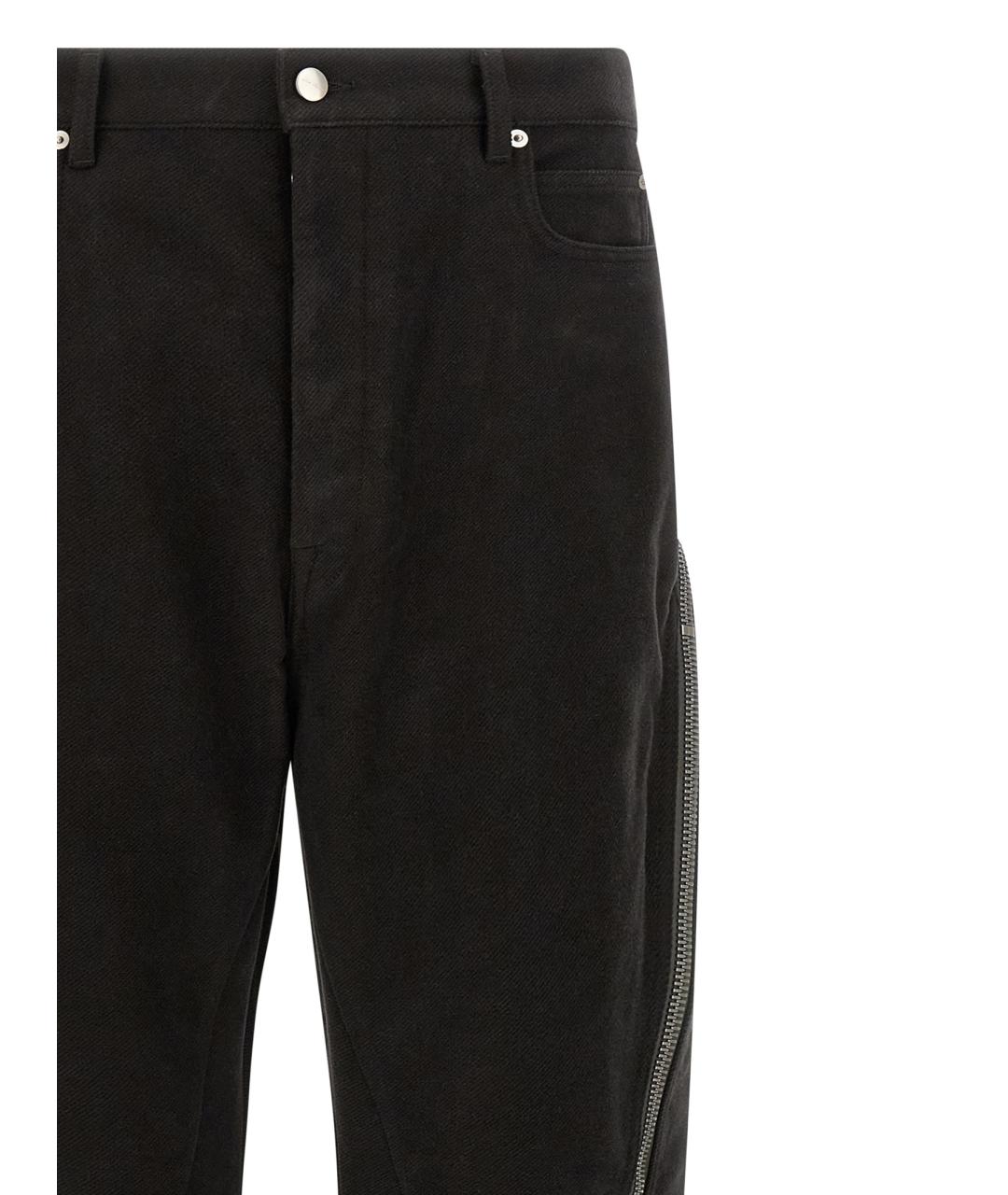 RICK OWENS Черные хлопковые повседневные брюки, фото 3