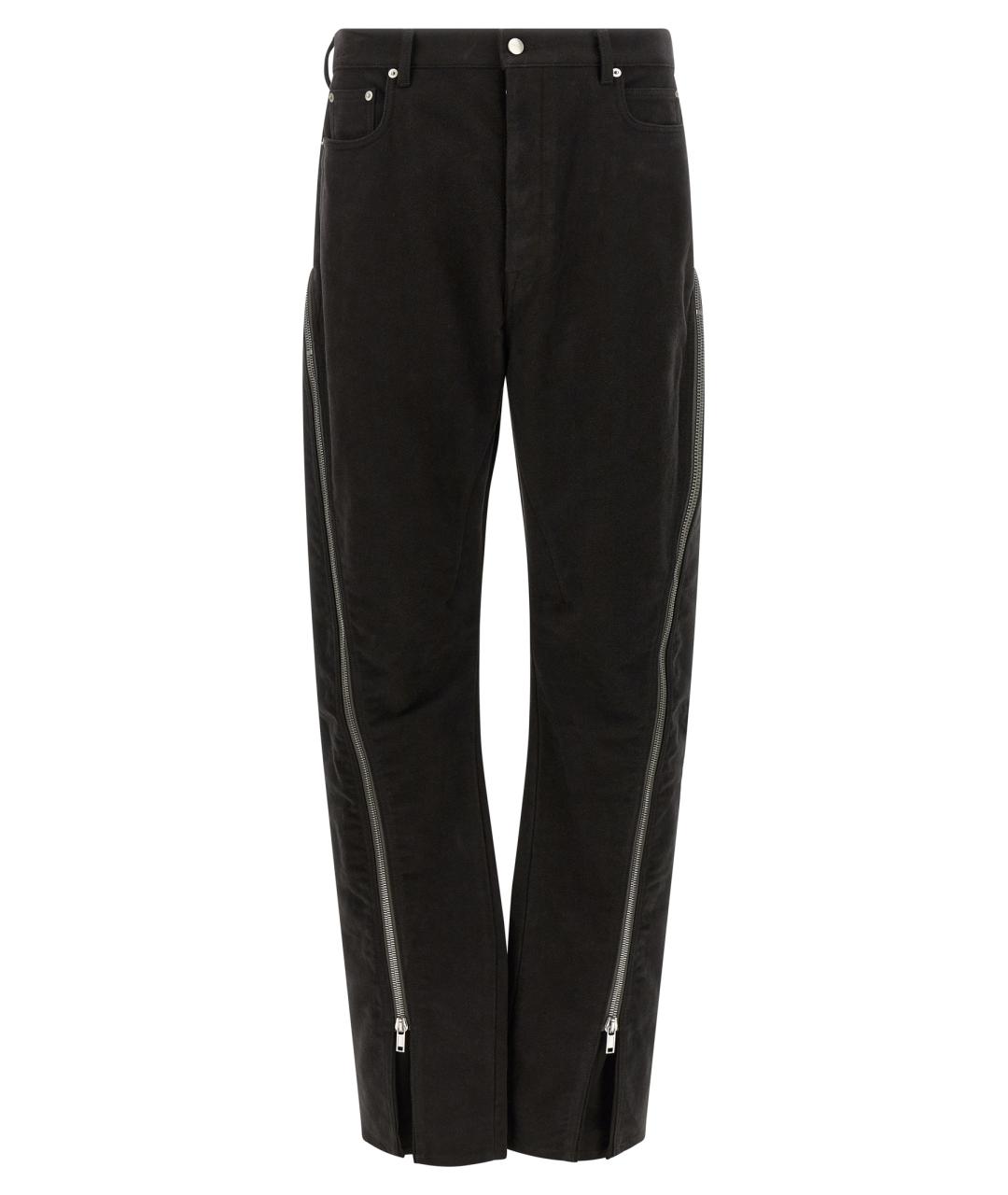RICK OWENS Черные хлопковые повседневные брюки, фото 1