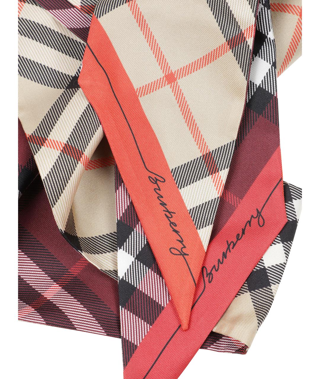 BURBERRY Бежевый шелковый платок, фото 2