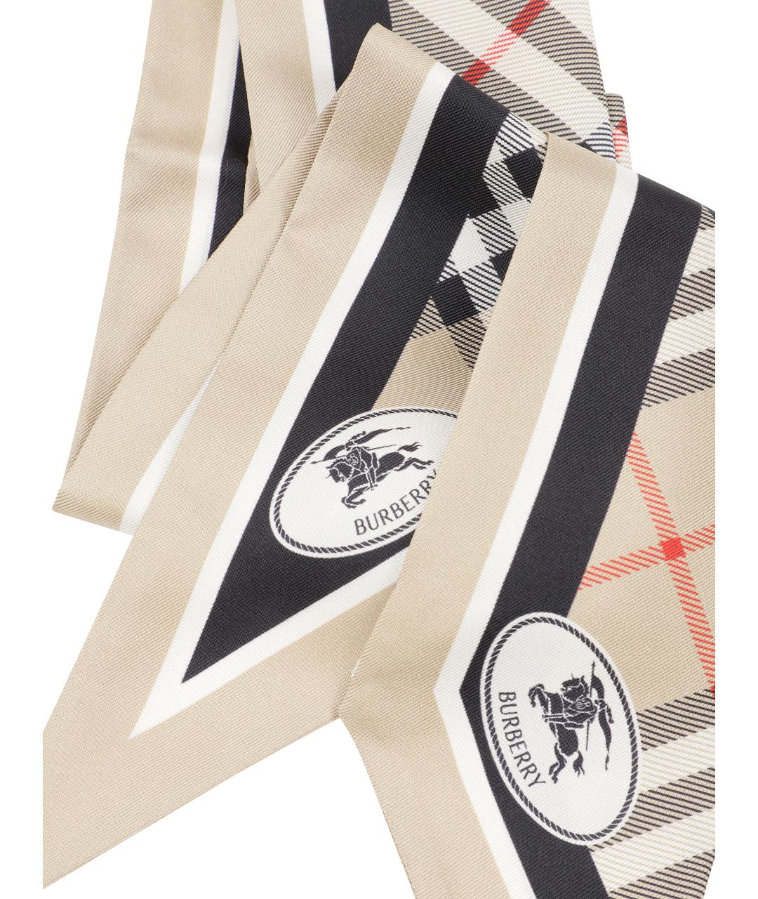 BURBERRY Бежевый шелковый платок, фото 2