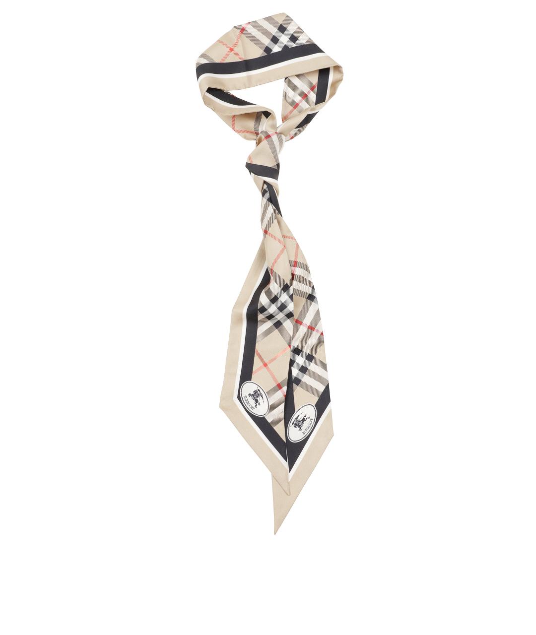 BURBERRY Бежевый шелковый платок, фото 1