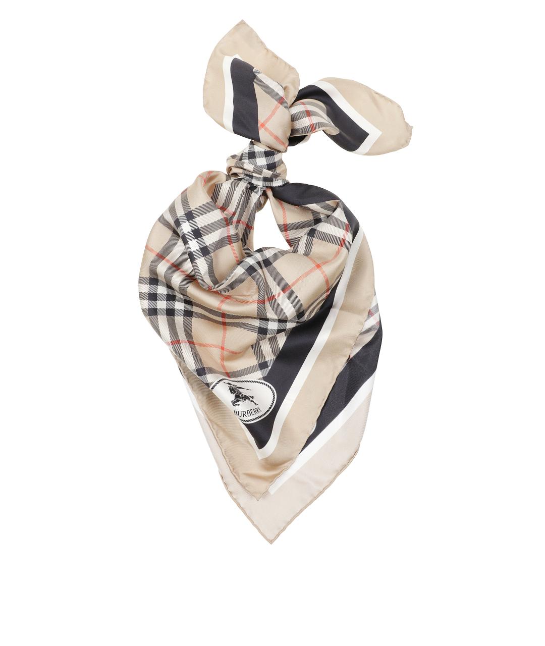 BURBERRY Бежевый шелковый шарф, фото 1