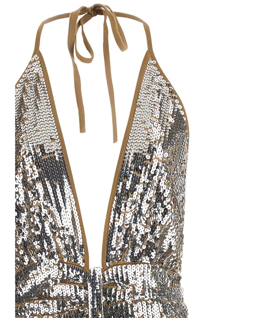 DSQUARED2 Серебряное шерстяное вечернее платье, фото 3