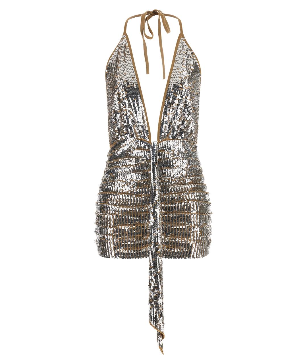 DSQUARED2 Серебряное шерстяное вечернее платье, фото 1