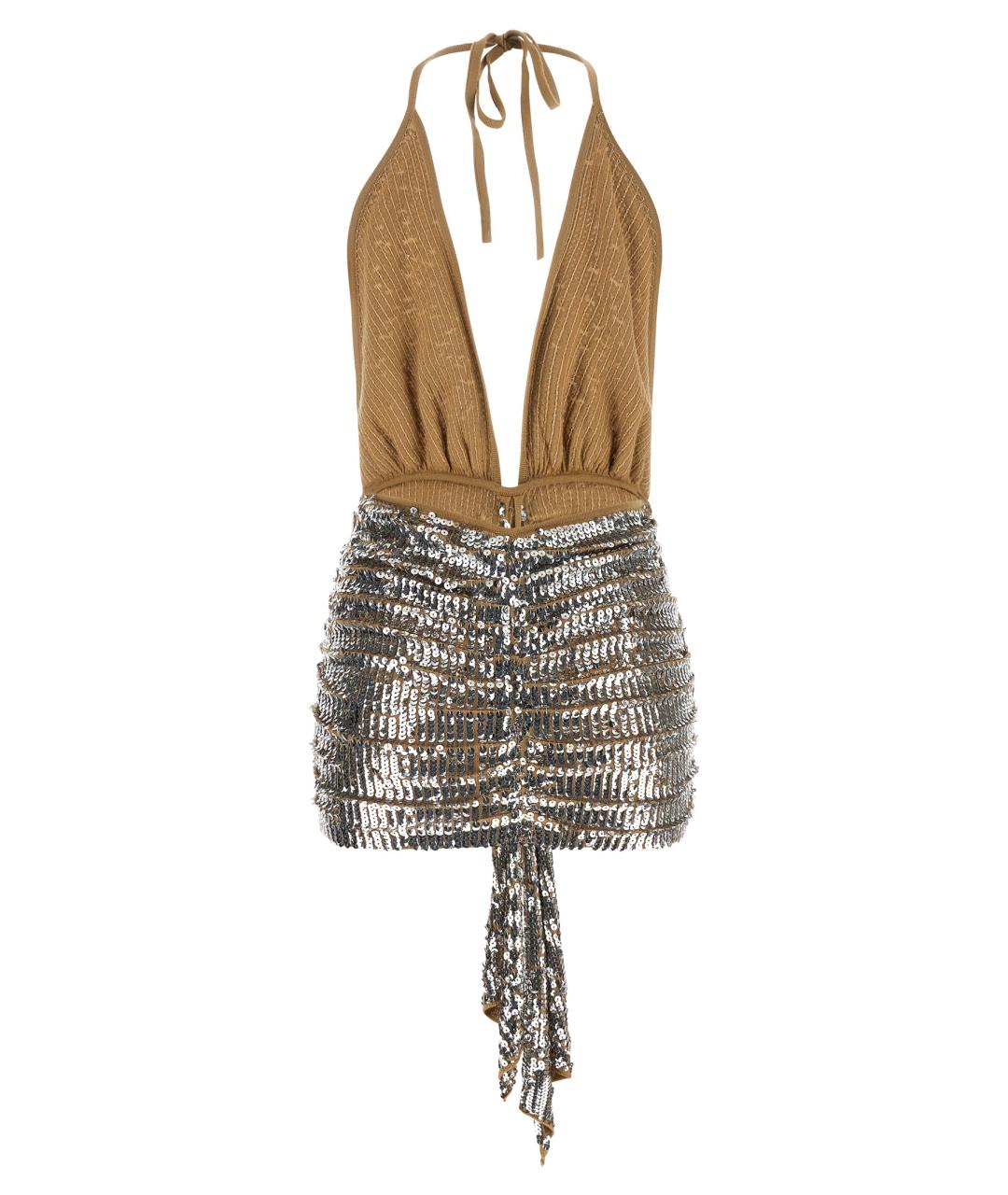 DSQUARED2 Серебряное шерстяное вечернее платье, фото 2