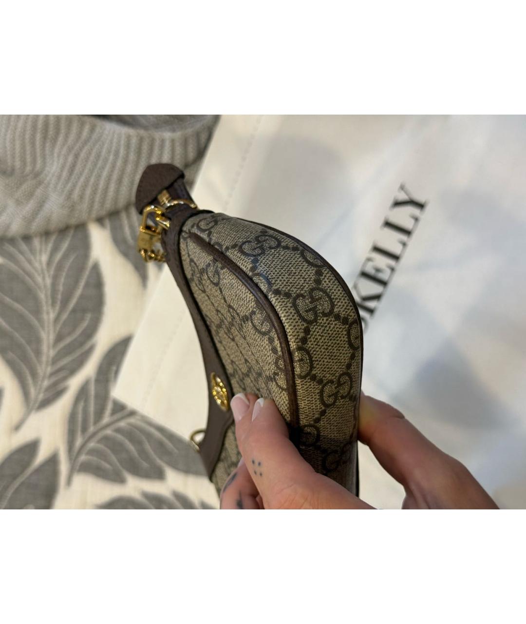 GUCCI Коричневая канва сумка с короткими ручками, фото 2