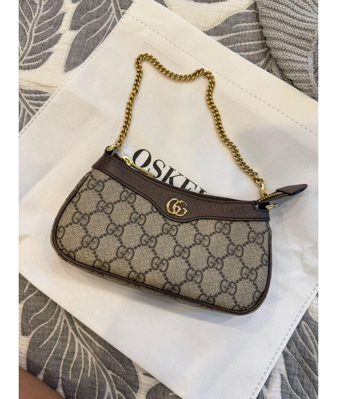 GUCCI Коричневая канва сумка с короткими ручками, фото 9