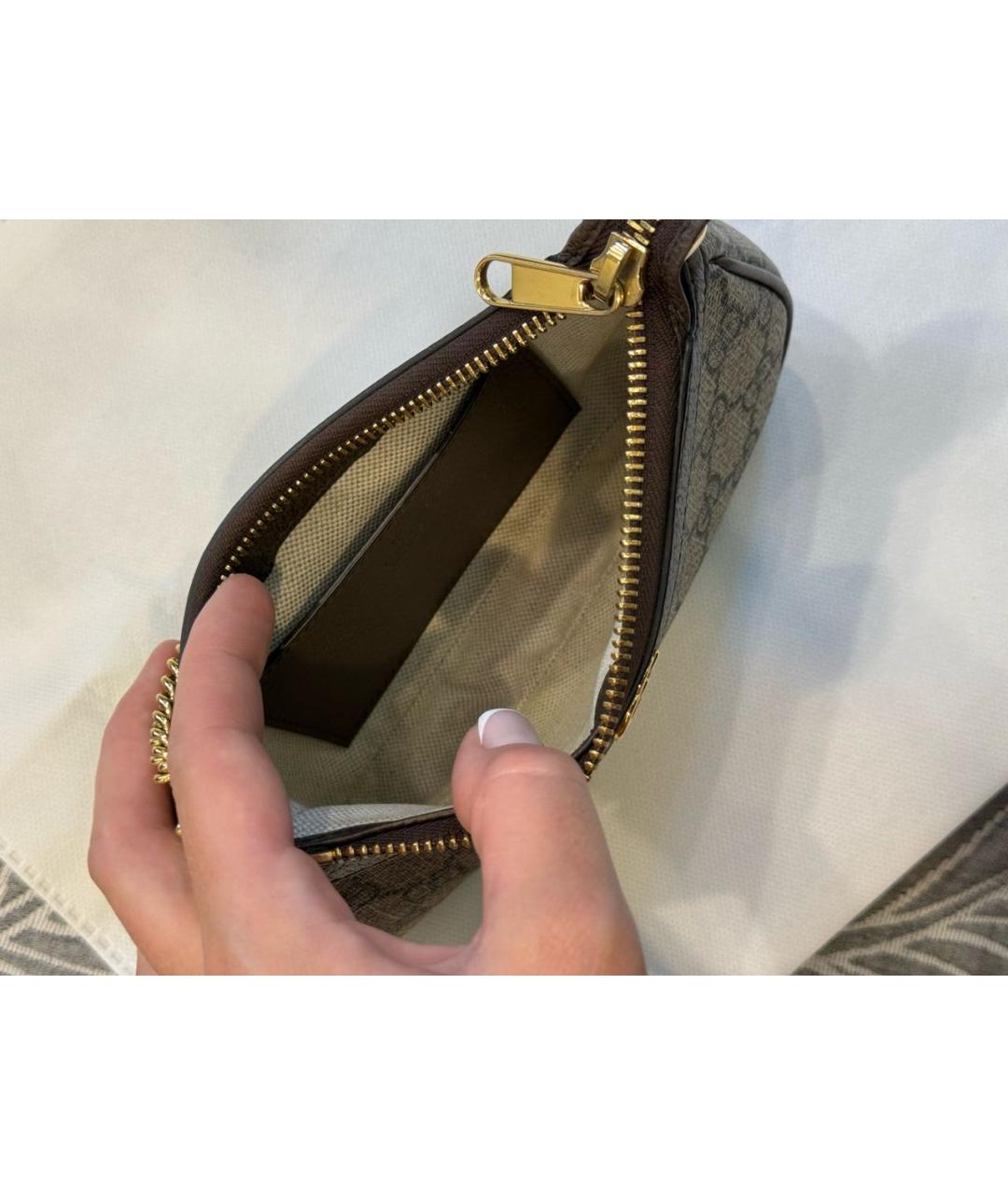 GUCCI Коричневая канва сумка с короткими ручками, фото 4