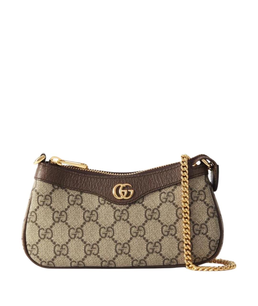 GUCCI Коричневая канва сумка с короткими ручками, фото 1