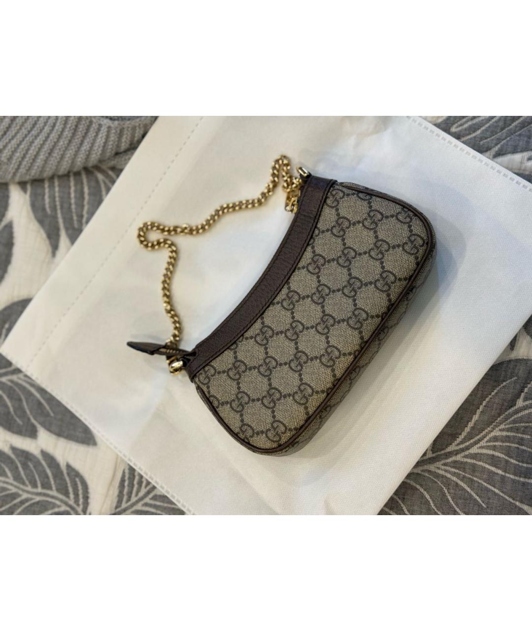 GUCCI Коричневая канва сумка с короткими ручками, фото 3