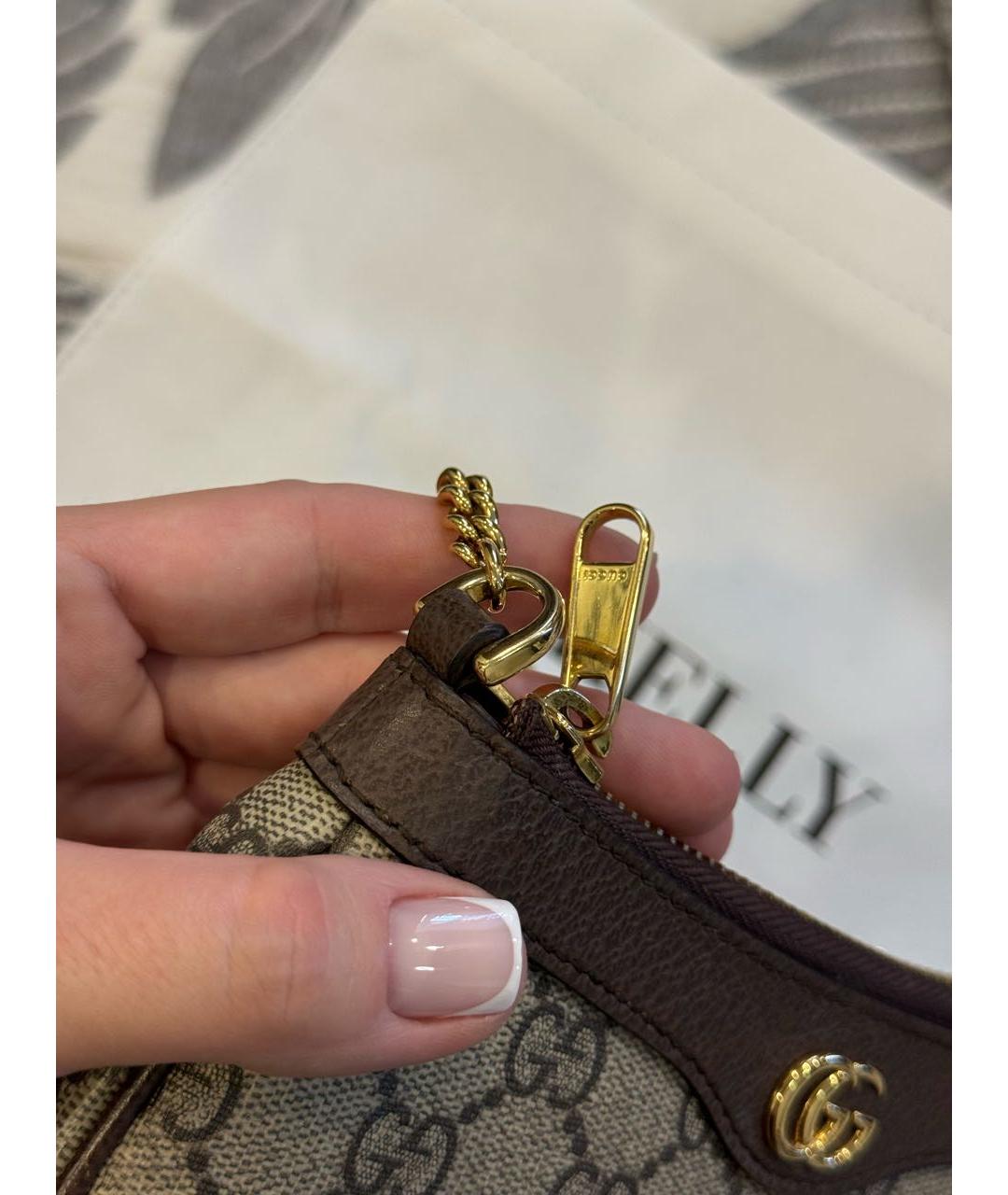 GUCCI Коричневая канва сумка с короткими ручками, фото 7