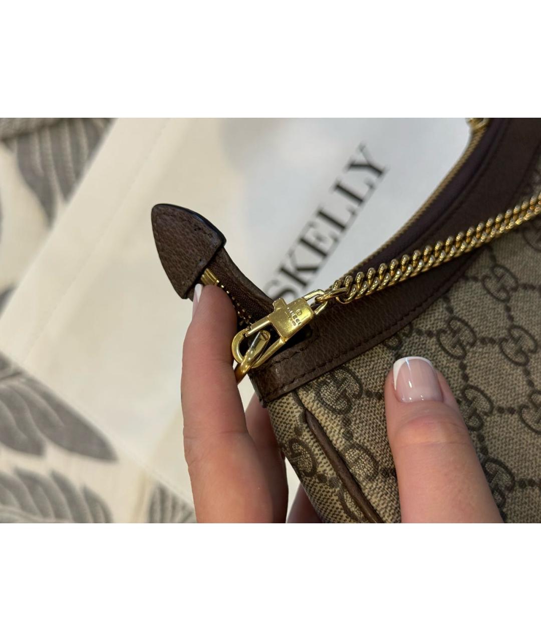 GUCCI Коричневая канва сумка с короткими ручками, фото 6