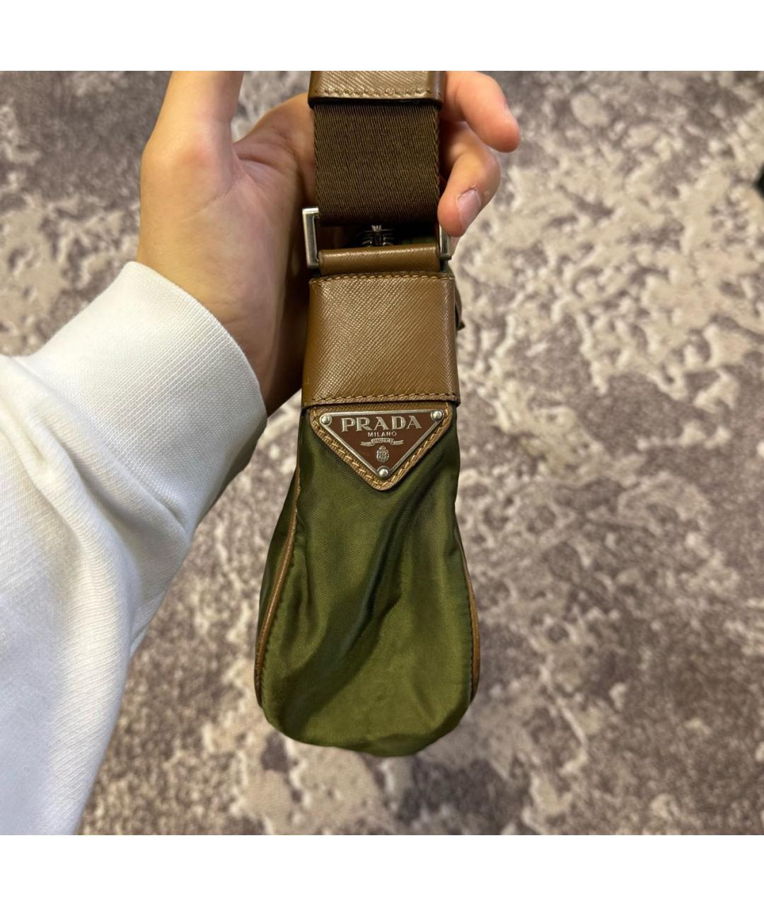 PRADA Хаки нейлоновая сумка на плечо, фото 3
