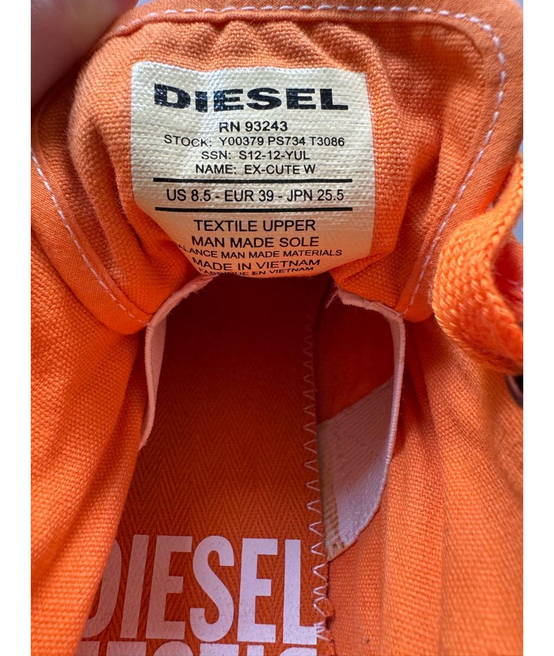 DIESEL Оранжевые текстильные кеды, фото 7