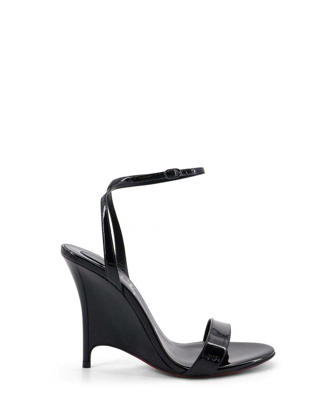 CHRISTIAN LOUBOUTIN Черные кожаные босоножки, фото 1