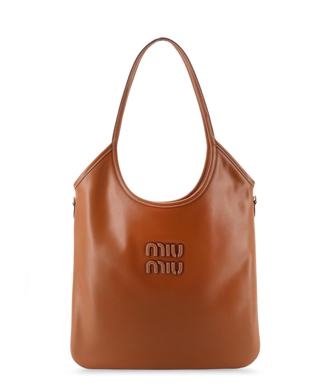 MIU MIU Коричневая кожаная сумка тоут, фото 1