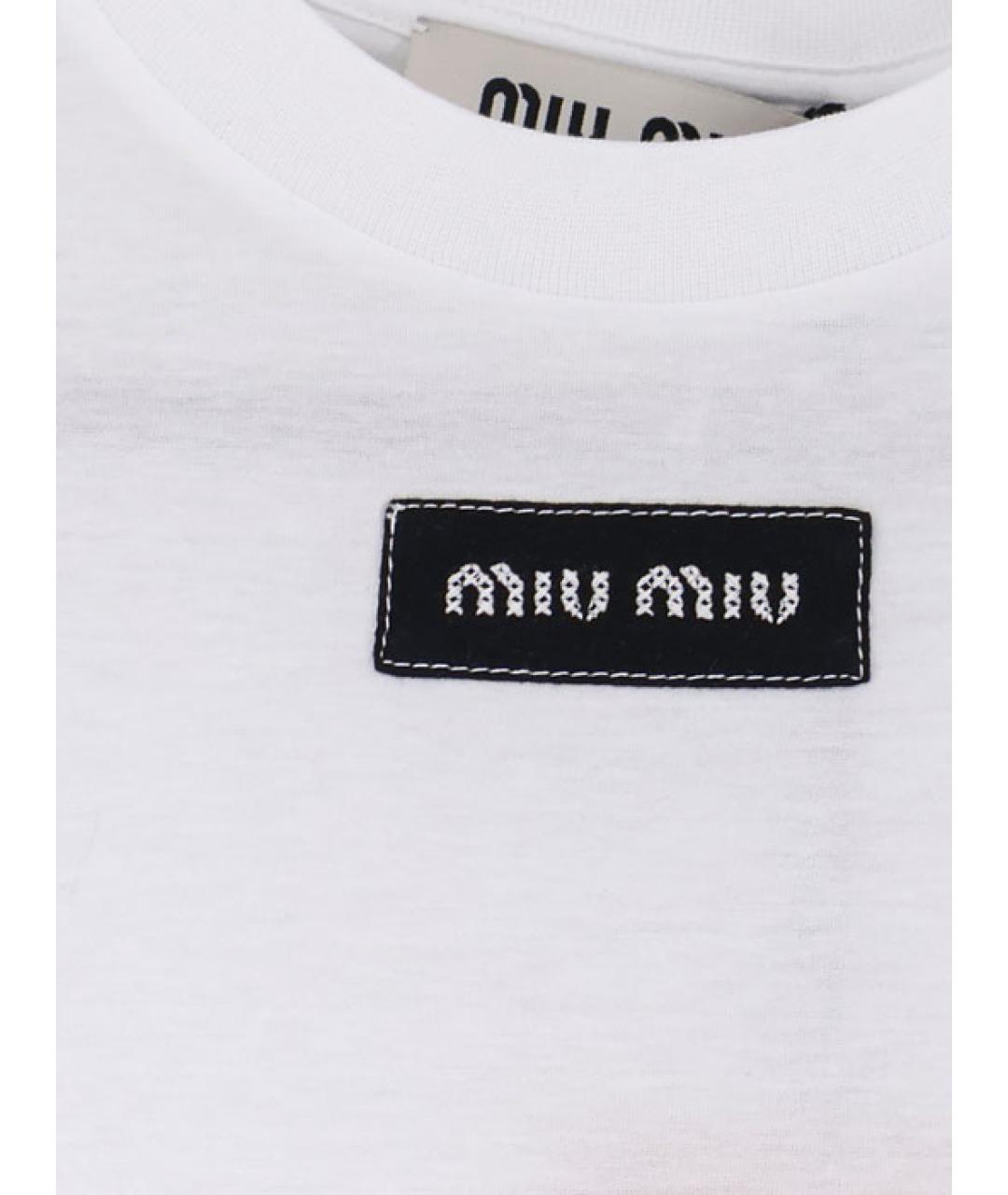 MIU MIU Белая хлопковая футболка, фото 3
